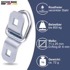 Lashing Eyelets for Trailers, Pack of 4, Lashing Brackets Maximum Load 800 kg, Lashing Eyelets, Lashing Points, Attachment Trailer Accessories