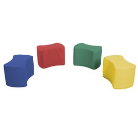 FDP SoftScape 12 inch Butterfly Modular Soft Foam Stool Set for Children Ages 4-7, Lightweight Flexible Seating Option for Home, Preschool and Classrooms (4-Piece Set) - Assorted
