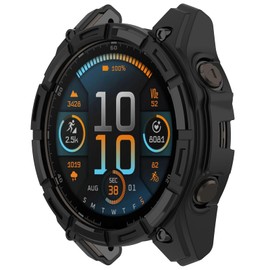Disscool Case Cover Compatible with Garmin Fenix 8 43mm Smartwatch Soft Anti Drop TPU Replacement Protective Cases Shell Smart Watch Accessories(Black)