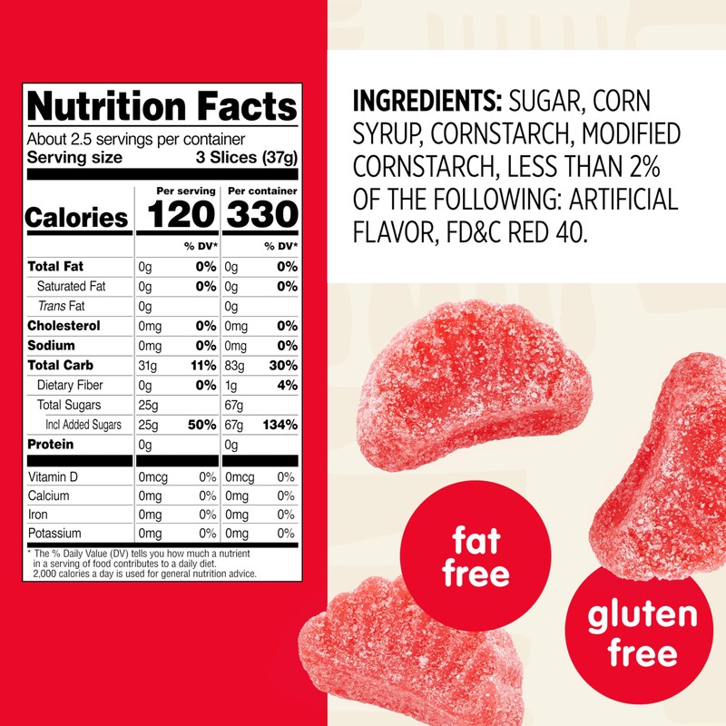 Snak Club Cherry Slices Gummy Candy, Fruit Flavored Candy Gummies,