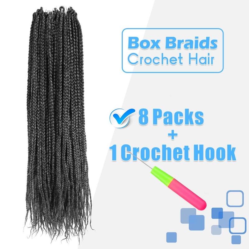 Salt and Pepper Short Box Braid Crochet Hair for Black
