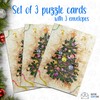 3X Set Puzzle Greeting Christmas Cards for Puzzle Enthusiasts. Clever