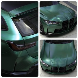 Lypumso Honeycomb Carbon Fiber Vinyl Wrap, Chrome Hexagon Cast Vinyl Film for Almost Cars and Motorcycles Exterior Interior, Self-Adhesive Car Wrap Stickers (Green, 1ft x 5ft)