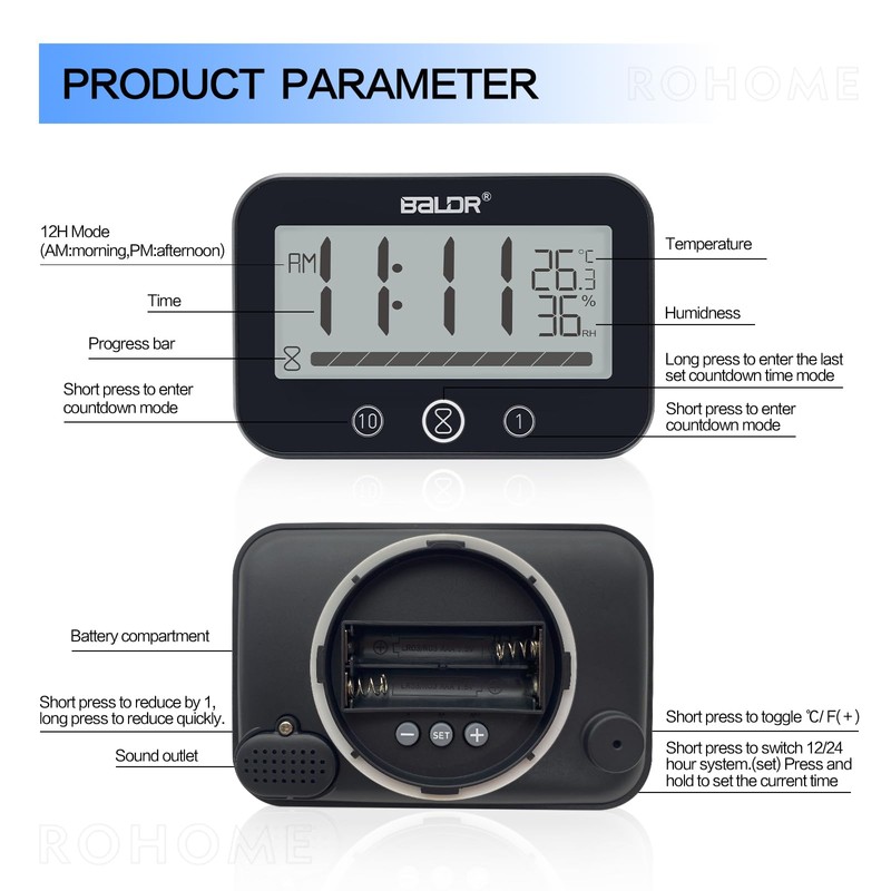 Waterproof Hanging Timer for Bathroom, Digital Kids Shower Clock with