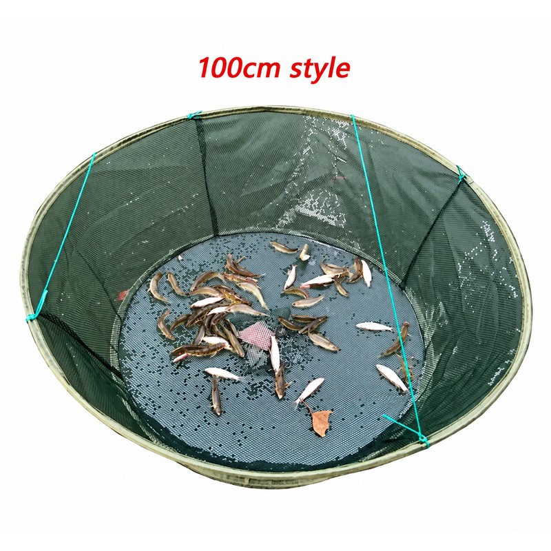 New Foldable Fishing Net 80/100cm, Hand Cast Fishing Cage with