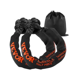VEVOR 2-Pack Synthetic Soft Shackle, 1/2" x 22" - 44,092 lbs (20 Ton) Breaking Strength, Heavy Duty Recovery Tow Shackles with Extra Sleeves & Storage Bag for UTV,ATV,Trucks,Off-Road Vehicles,Black