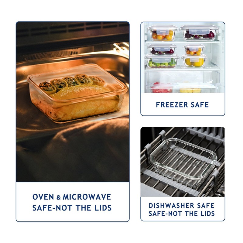 Bayco Glass Storage Containers with Lids, 9 Sets, Meal Prep