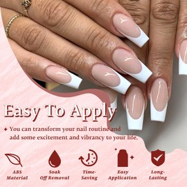 EternalClassic White French Tip Press on Nails Medium Coffin Fake Nails, 150pcs French Gel Nail Tips Nude Nail Press ons, Medium Press on Nails Coffin False Nails Stick on Nails for Nail Extension