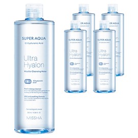Missha Super Aqua Ultra Hyalon Micellar Cleansing Water, 500ml, 5 pcs / 미샤 수퍼 아쿠아 울트라 히알론 미셀라 클렌징 워터, 500ml, 5개