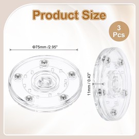 sourcing map 3Pack Acrylic Lazy Susan Turntable, 3" Spinner Lazy Susan Turntable Organizer, Acrylic Ball Bearing Rotating Tray for Pantry Spice Rack Decorating, Clear