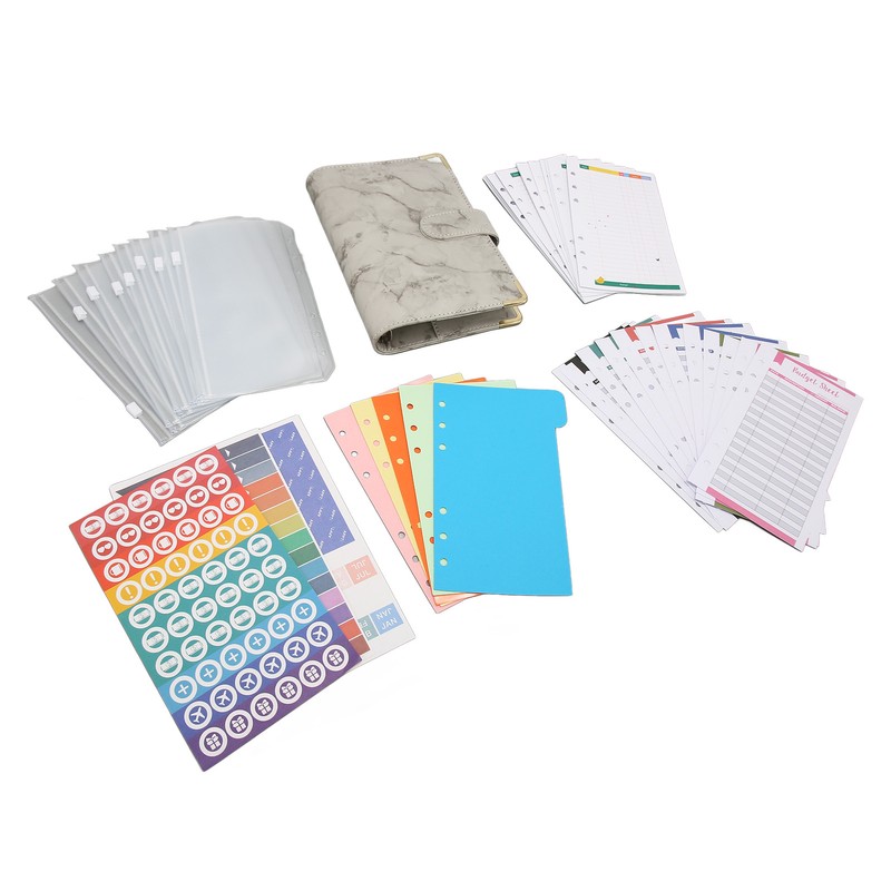 Budget Binder with Cash Envelopes PU Leather Marbling A6 Money