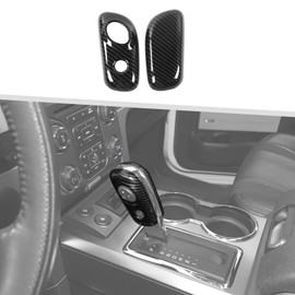 Jimen Fit for Ford F150 2009-2014, 2PCS Center Console Gear Shift Knob Cover Trim (Carbon Fiber)
