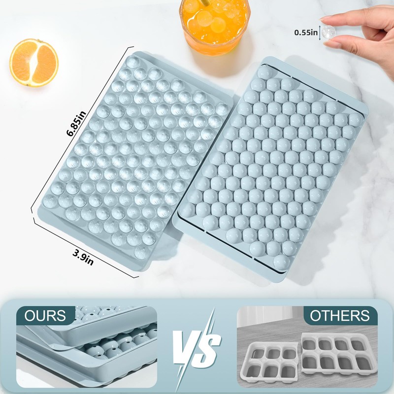 WIBIMEN Mini Ice Cube Trays, Small Tiny Round Pebble Crushed