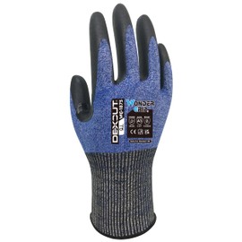 Wondergrip - Dexcut - WG-1875 Safety Gloves - Single Nitrile Coating - Cut Level C/ANSI A3 - Heat Resistant - Touchscreen Compatible - High Grip & Reinforced Thumb Crotch - Blue - X Small