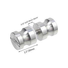 Crapyt 2 Pcs Bathroom I-Form Shower Glass Door Handle, Single Hole Solid Cylindrical 304 Stainless Steel Back-to-Back Handle, Shower Room Knobs Replacement Hardware Accessories(Brushed Silver)