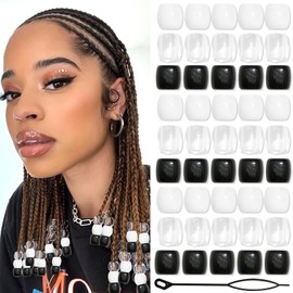 VENOFEN 48PCS Black White Hair Beads Large Dreadlock Beads Acrylic Braids Accessories Loc Jewelry Making Hair Decoration for Women and Men