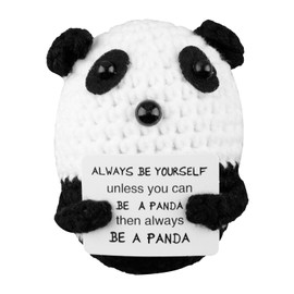 Bojueshaw Mini Cute Positive Panda,Funny Positive Crochet Gift,Emotional Support Gifts,Knitted Positive Panda Doll for Birthday Friends Party Kids Adults Friend
