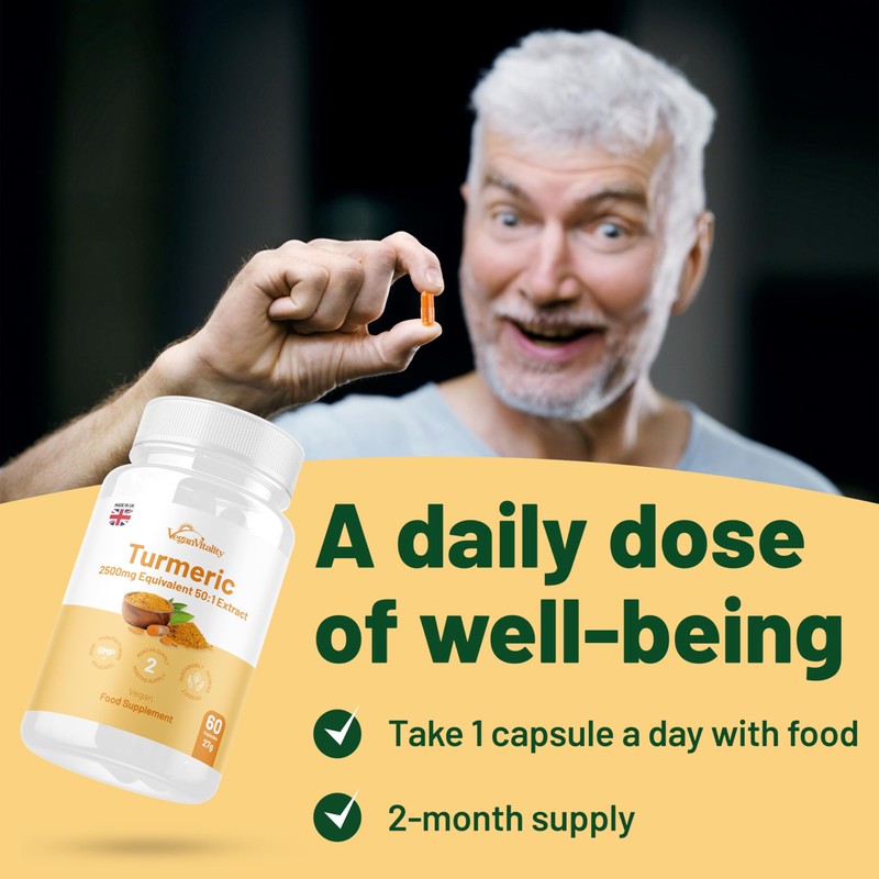 Turmeric and Ginger and Black Pepper Capsules, Turmeric Supplement 2,500mg,
