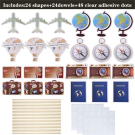 Let The Adventure Begin Centerpieces，Travel Around The World Decorations，Bon Voyage Travel Theme Party Table Toppers,Graduation Retirement Job Career Change Farewell Party Decorations Supplies