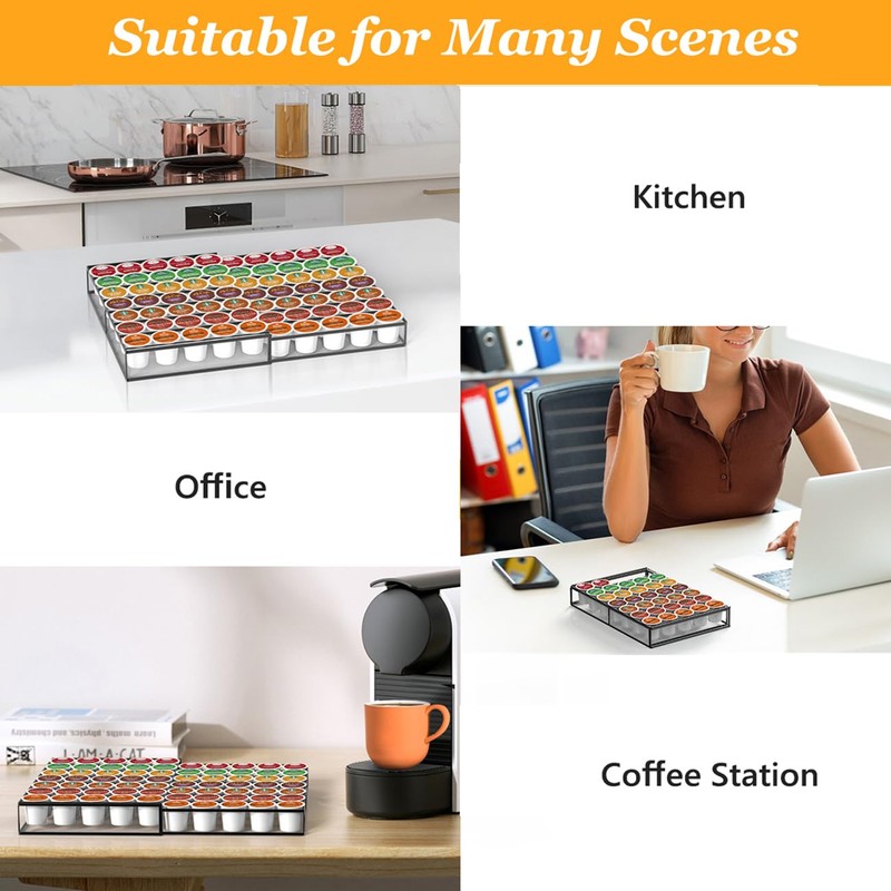 Kssiaz Coffee Pod Holder Drawer, Expandable K Cup Holder Compatible