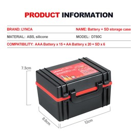 LYNCA - Caja de almacenamiento organizadora de batería dura y soporte para tarjetas SD, capacidad para 6 tarjetas SD, 20 pilas AA y 15 pilas AAA, con probador de batería integrado (SD x 6 pilas AA, 20 pilas AAA, 15 pulgadas)