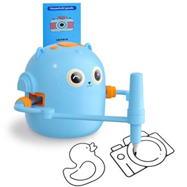 liiyiela Interactive Educational Drawing Robot Toy for Kids, Montessori Learning, Voice Features & 100 Word Cards, STEM Toy for Children, Magic Drawing Robot for Boys Girls(Blue)