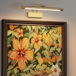 HavenGlow Picture Lights for Wall,16.14 inch Art Lighting for Paintings Wireless,5000mAh Gallery Lights for Rechargeable,3CCT Dimmable & Timer Cordless Frame Light for Paintings,Canvas,Portrait,Gold