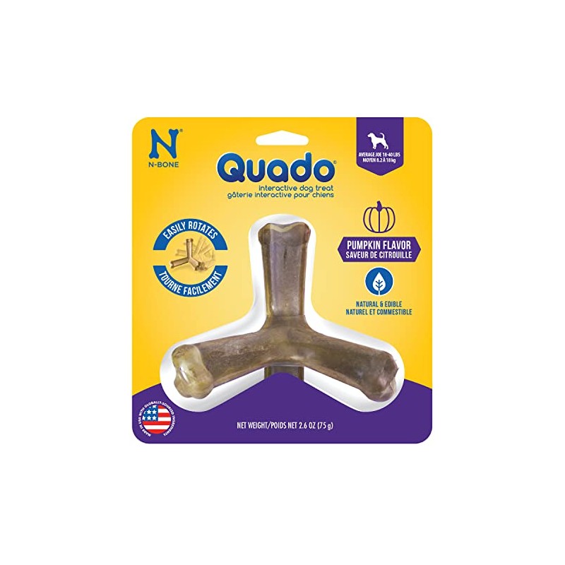N-Bone Quado Interactive Chew, Pumpkin Flavor, Average Joe, 2.8oz