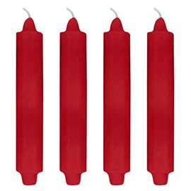 4 Pack Unscented Club Candles 9'' x 1½'' with 7/8'' Base Fits Standard Candle Holder Including The Booklet ''Candle Factoids Trivia & Safety Guidelines'' Made in The USA (Red)