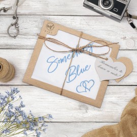 W&F GIFT Wedding Handkerchief - 12" x 12" - Something Blue for Bride on Wedding Day - Mother of the Bride Gifts, Bridal Wedding Hankie – Best Friend Wedding Gifts for Bridesmaids