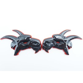 2pcs Custom Head Side Emblems 3D Badges Nameplate Replacement for Ram 1500 2500 3500 (Red Black)