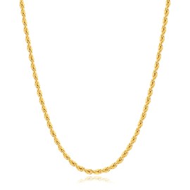 Andsion 14k Gold Plated Rope Chain for Men trendy, 4.0mm Stainless Steel Necklace for Men, Sturdy & Non Tarnish Gold Rope Chain Necklaces Mens Jewelry Gift 22 Inch