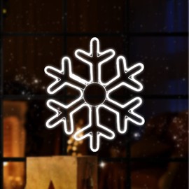 JUSTPRO [Large 20x17 Inch] Super-Bright 480LED Snowflake Neon Motif White LEDs Outdoor Christmas Decoration with UL Standard Adaptor Waterproof for Outdoor Home Party Wall Hanging Holiday Christmas