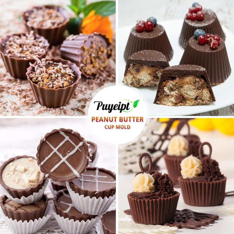 Puyeipt Mini Peanut Butter Cup Mold, Bite Size Silicone Chocolate