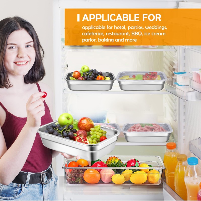 Suttmin 8 Pcs 304 Stainless Steel Food Storage Containers with