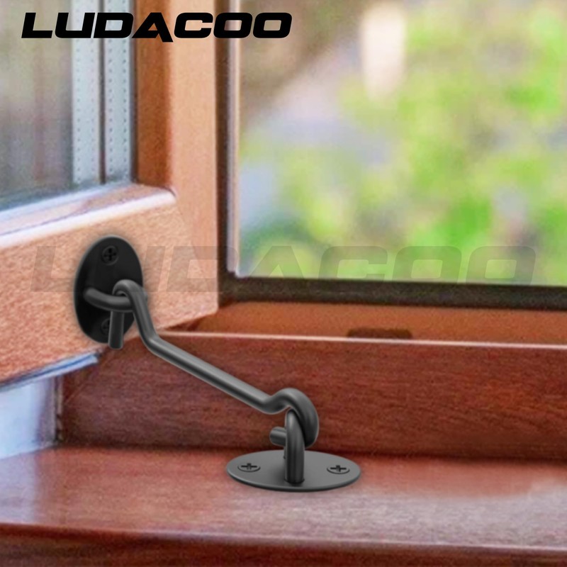 LUDACOO 4" Hook and Eye Gate Latch, Sturdy Thickened Barn
