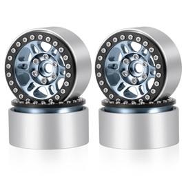Runup 4 Pieces Aluminium Alloy 1.9 Beadlock Rim Hub for 1/10 RC Crawler Car Axial SCX10 90046 AXI03007 D90 Wraith TRX6 TRX4 Upgrade Parts (Titanium & Black)