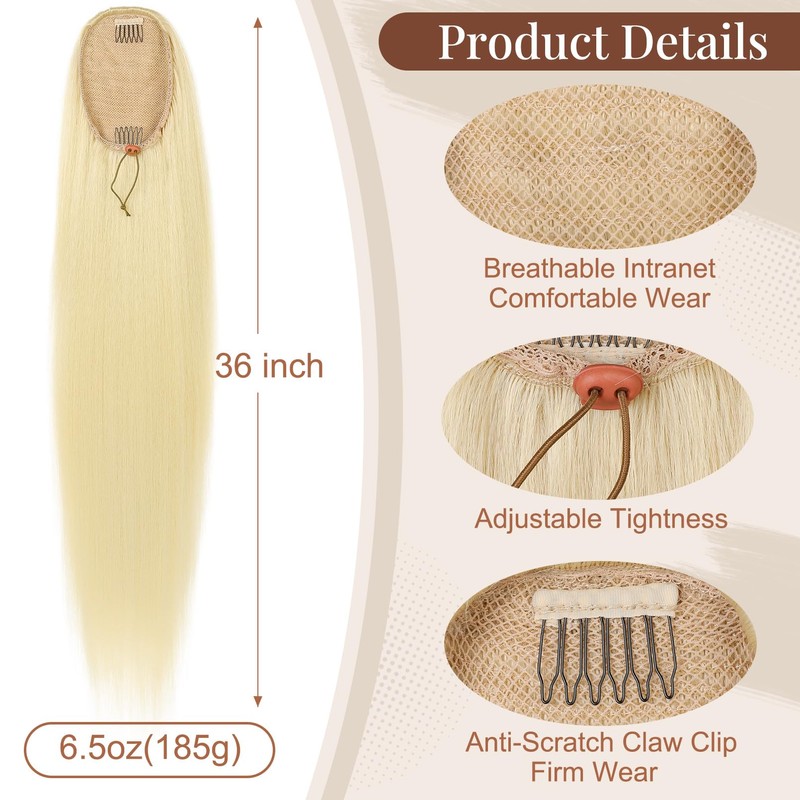 Flufymooz Ponytail Extension - Extension per coda di cavallo, lunghezza