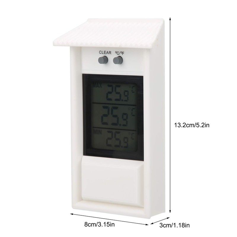 Outdoor Digital Thermometer Waterproof Garden Temperature Gauge Meter with Hook
