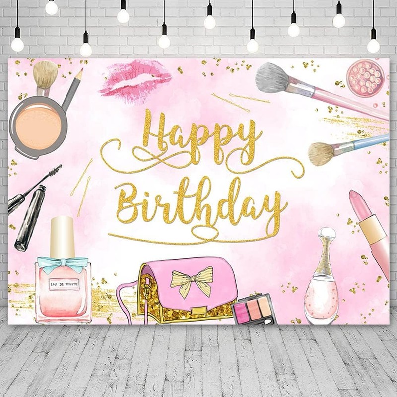 YQWIN Spa and Makeup Party Decorations - Birthday Backdrop Banner