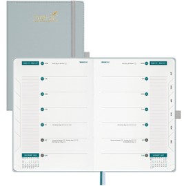 BEZEND A5 Academic Diary 2025-2026 Week to View with 2 Columns runs Mid Year Jul' 25 - Dec' 26, 18-Month Appointment Book, Weekly Planner with Pen Holder, PU Leather Hardback, Dutch Blue