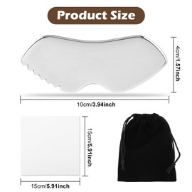 NINEFOX Stainless Steel Gua Sha, Gua Sha Facial Tools, with Storage Bag, Cleaning Cloth, Face Comb & Massager Metal Gua Sha Tool, Body and Face Gua Sha Stone for Tighten Skin