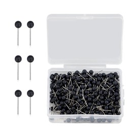 HXMJIED 400 Pcs Round Push Pins, 0.63 inches Head Map Tacks Push Pins, Black Map Push Pins for Wall Drawing Pinboard, Bulletin Board