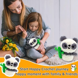 Crochet Kit for Beginners, Learn to Crochet Kits for Adults and Kids, DIY Panda Knitting Supplies, Knitting Starter Pack for Adults and Kids, Crocheting Animals Kits with Step-by-Step Tutorials