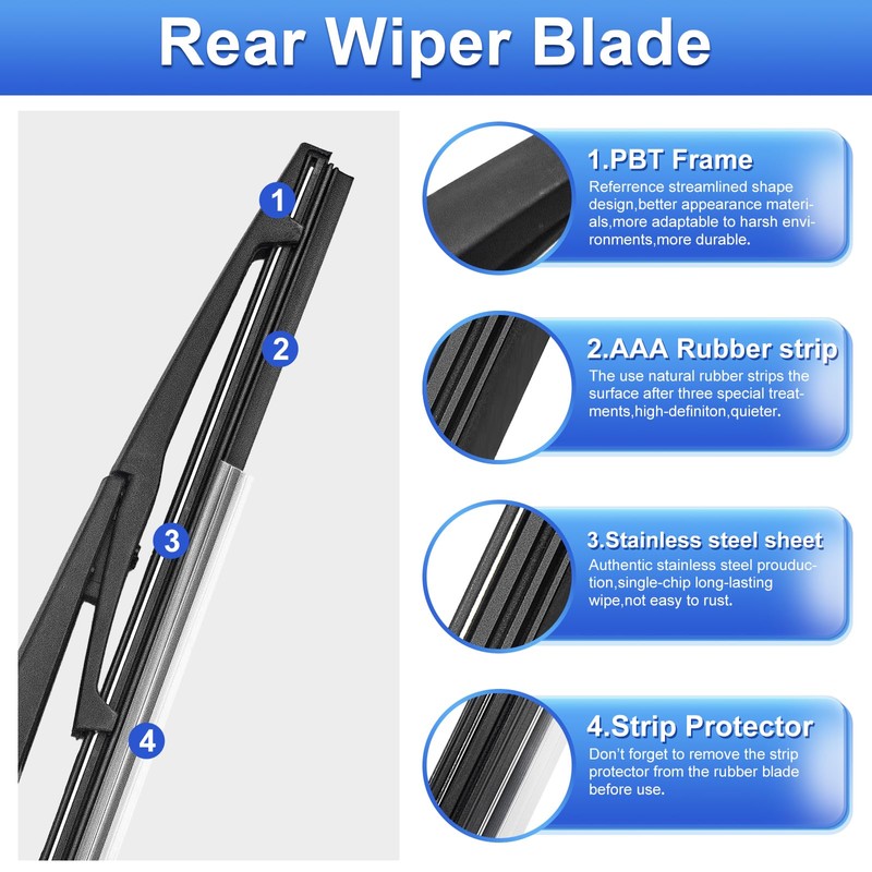 ACONTauto Rear Windshield Wiper Arm Blade Set - Replacement for