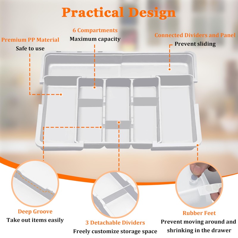 Spaclear Large Utensil Drawer Organizer Expandable Silverware Organizer for Kitchen