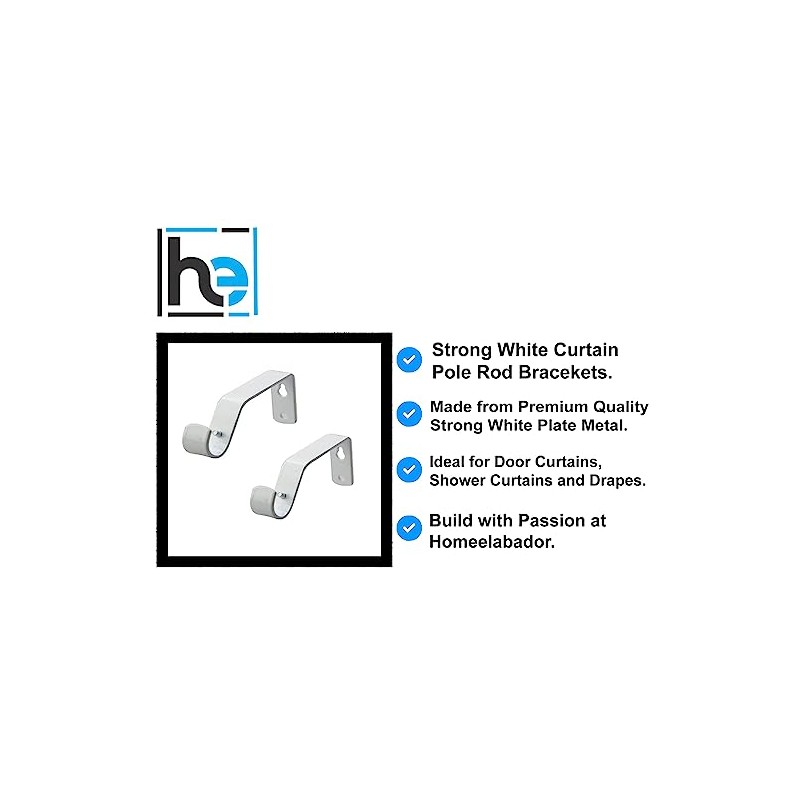 HomeElabador® Curtain Pole Rod Bracket Pipe Holder Heavy Duty Drapery