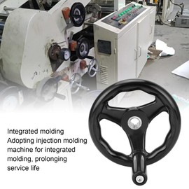 Hand Wheel, 160mm Diameter 16mm Hole Diameter Round Hand Wheel with Revolving Handle, 3 Spoked Engineering Plastics Lathe Handwheel for Milling Machine, Industrial Lathe