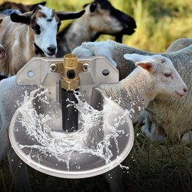 Abustle pig Metal Sheep Automatic Water Drinking Bowl, Thickened Steel Automatic Goat Waterer Fountain with Copper Valve Touch Switch,Farm Water Drinking Equipment (Silver)