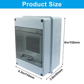 Aracombie 5 Way Distribution Protection Box, Circuit Breaker Box with Bus Bars, IP65 Rated ABS Enclosure with Transparent Cover for Wall Circuit Breaker
